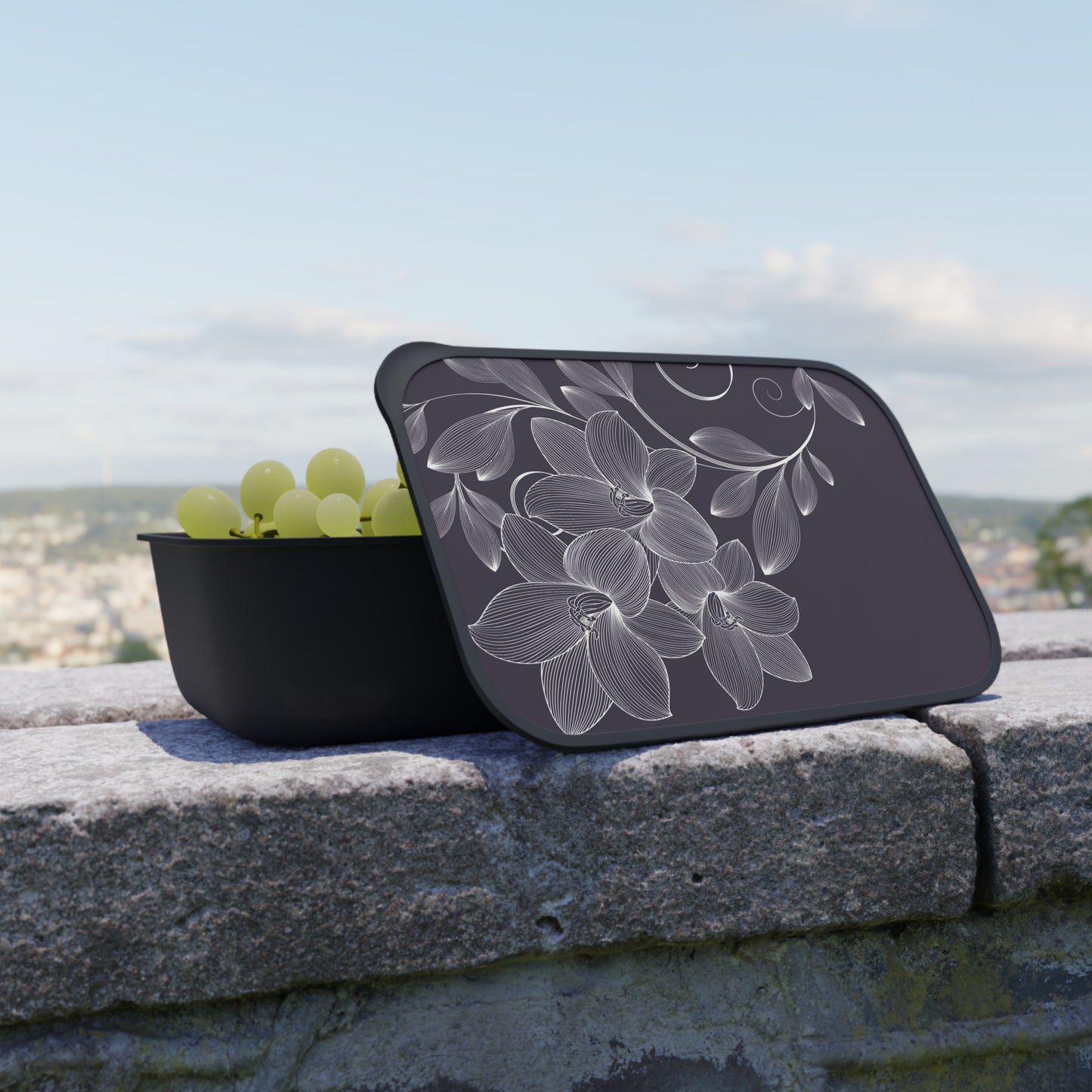 Flower Bento Box with Band and Utensils