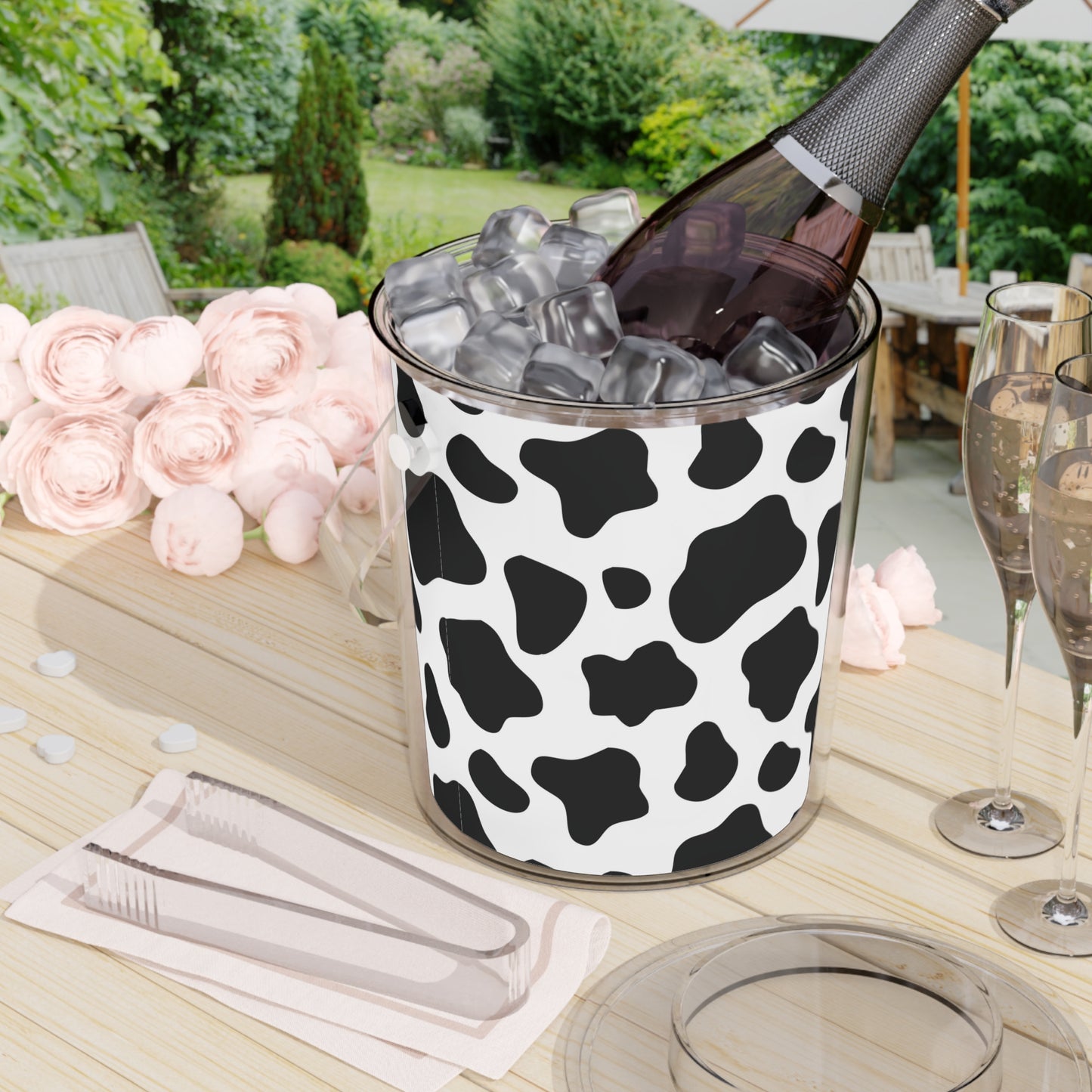 Cow Ice Bucket with Tongs