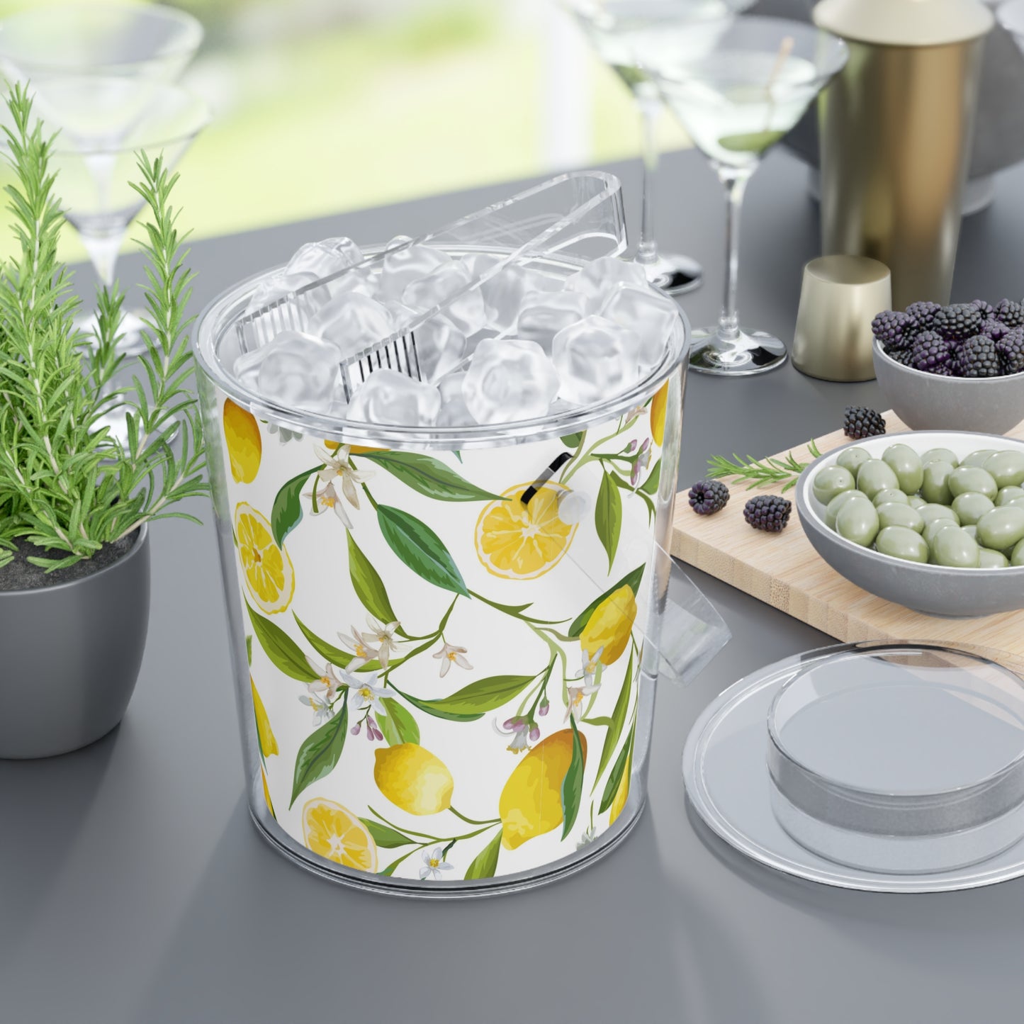 Lemon Ice Bucket with Tongs