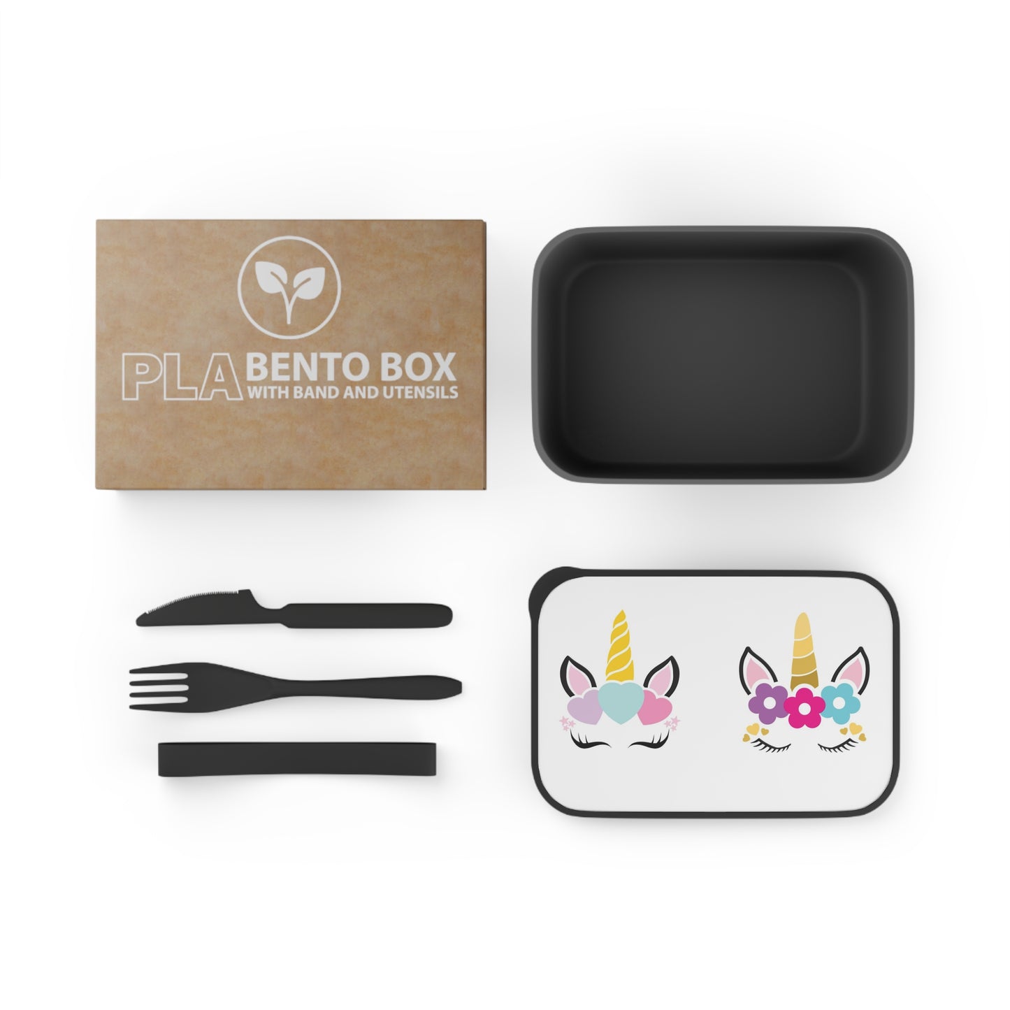 PLA unicorn Bento Box with Band and Utensils