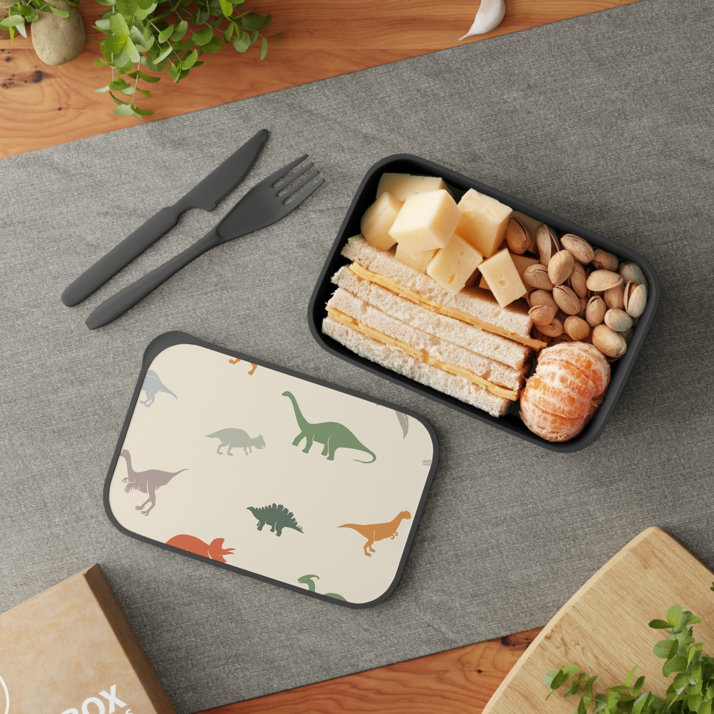 PLA Dino Bento Box with Band and Utensils