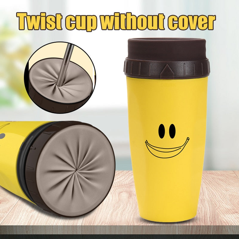 WannableShop™ Durable Double Layer Coverless Twist Cup Portable Handy Straw Cup